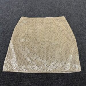 Sevier Skirts Metallic Silver Gold Honeycomb Dot Mini Skirt‎ Lined Size Large